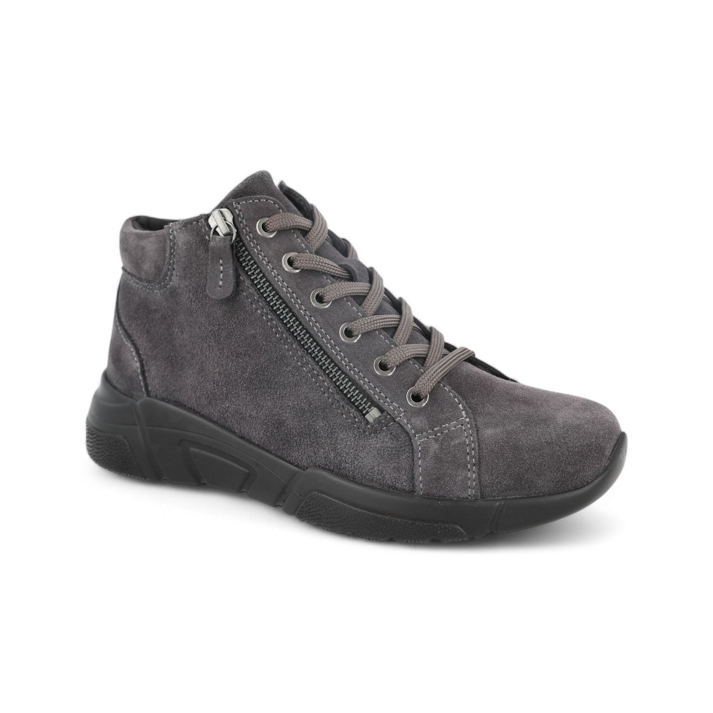 DB Wide Twin Zip Easy Access Lace Boots - Grey suede