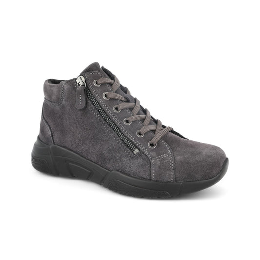 DB Wide Twin Zip Easy Access Lace Boots - Grey suede