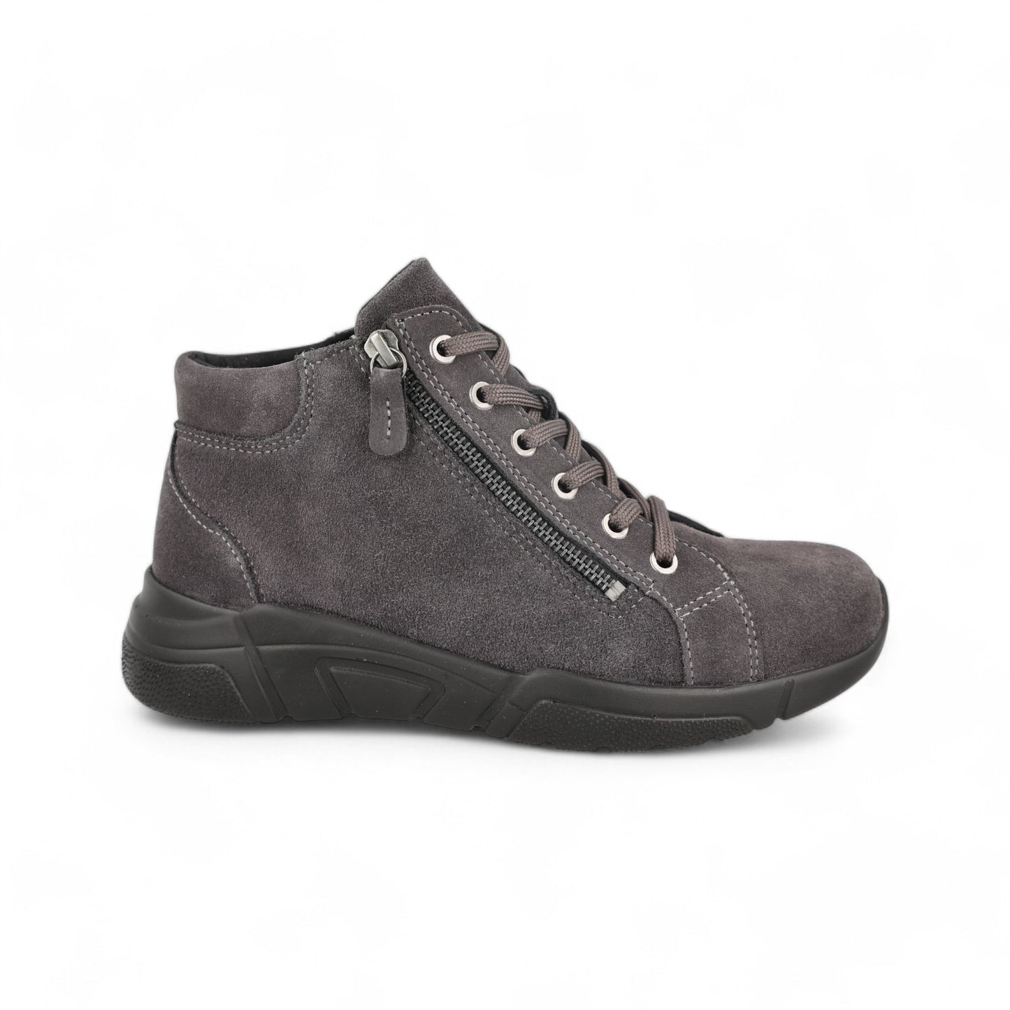 DB Wide Twin Zip Easy Access Lace Boots - Grey suede