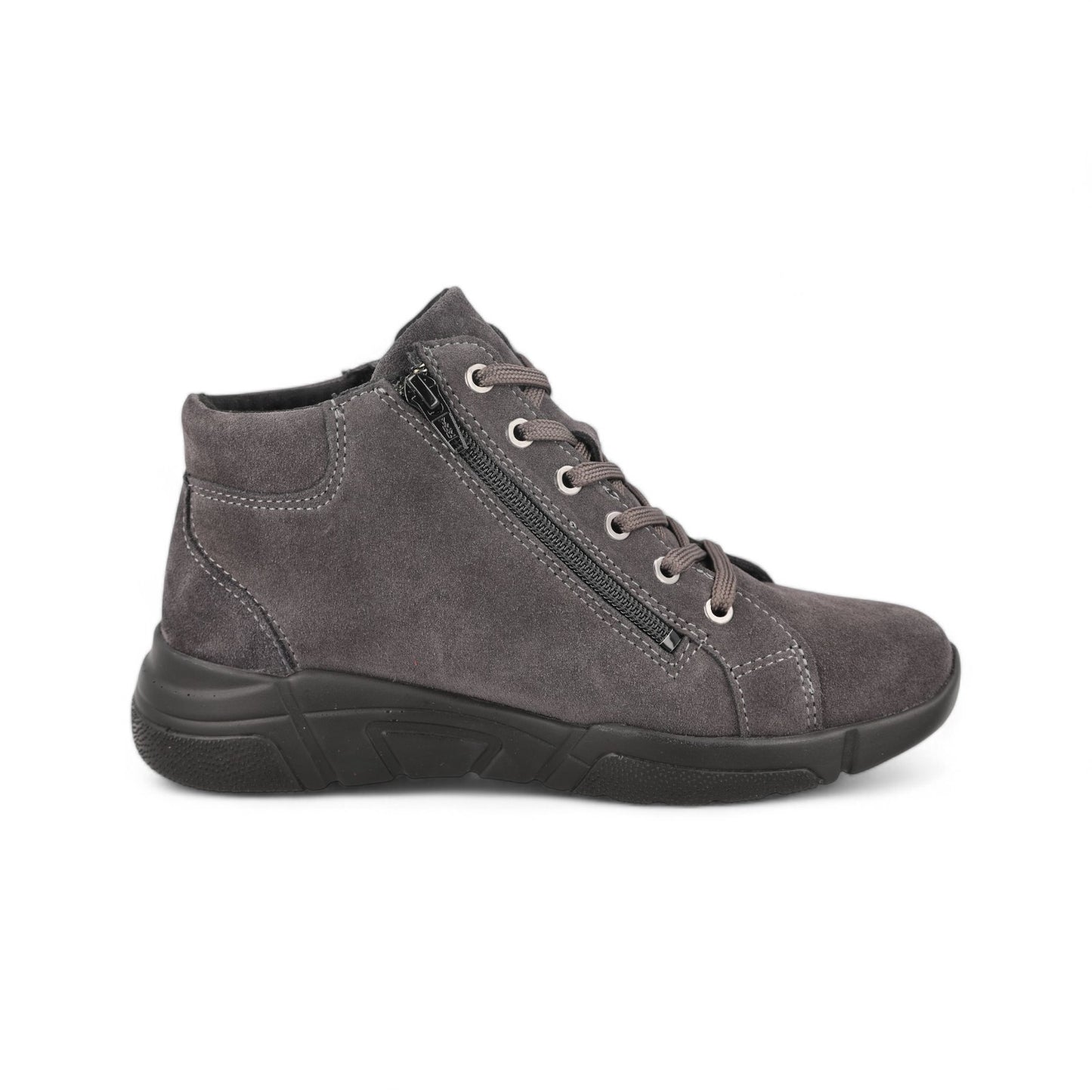DB Wide Twin Zip Easy Access Lace Boots - Grey suede