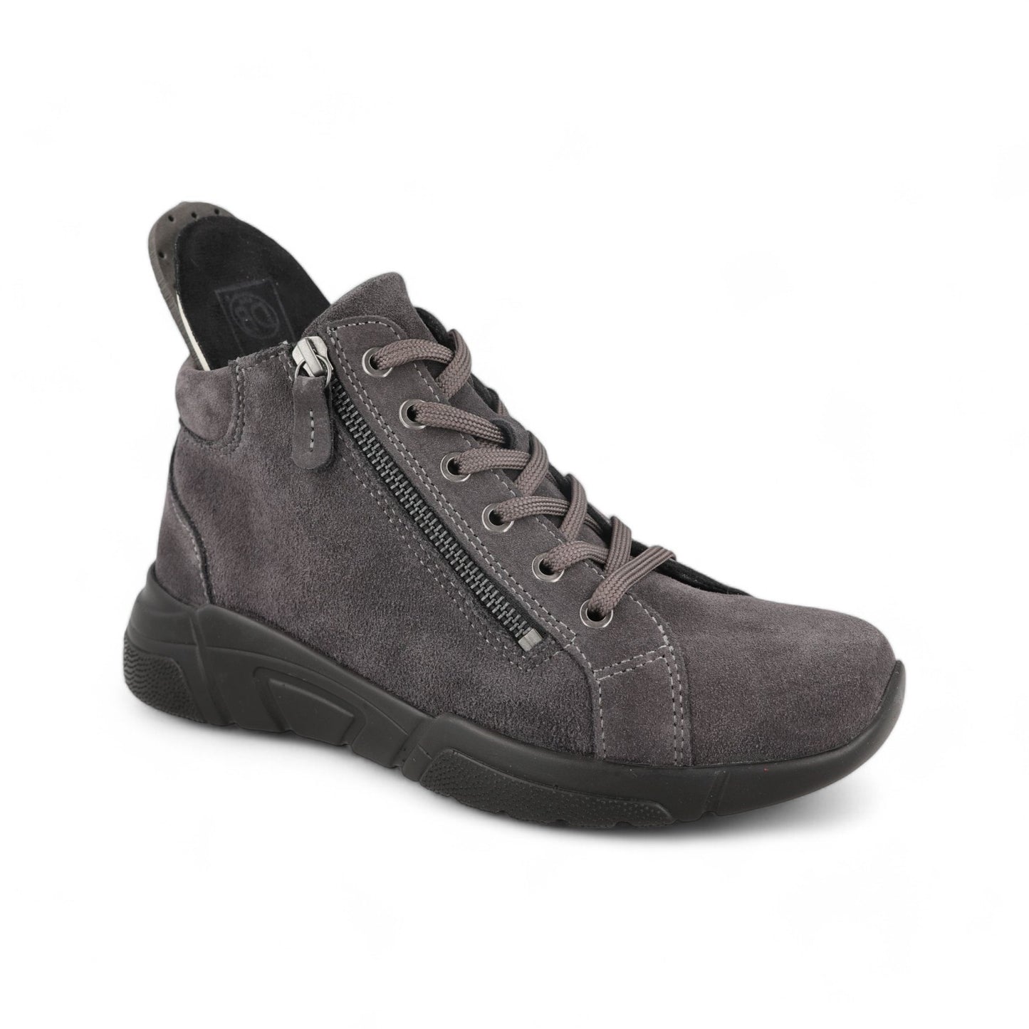 DB Wide Twin Zip Easy Access Lace Boots - Grey suede