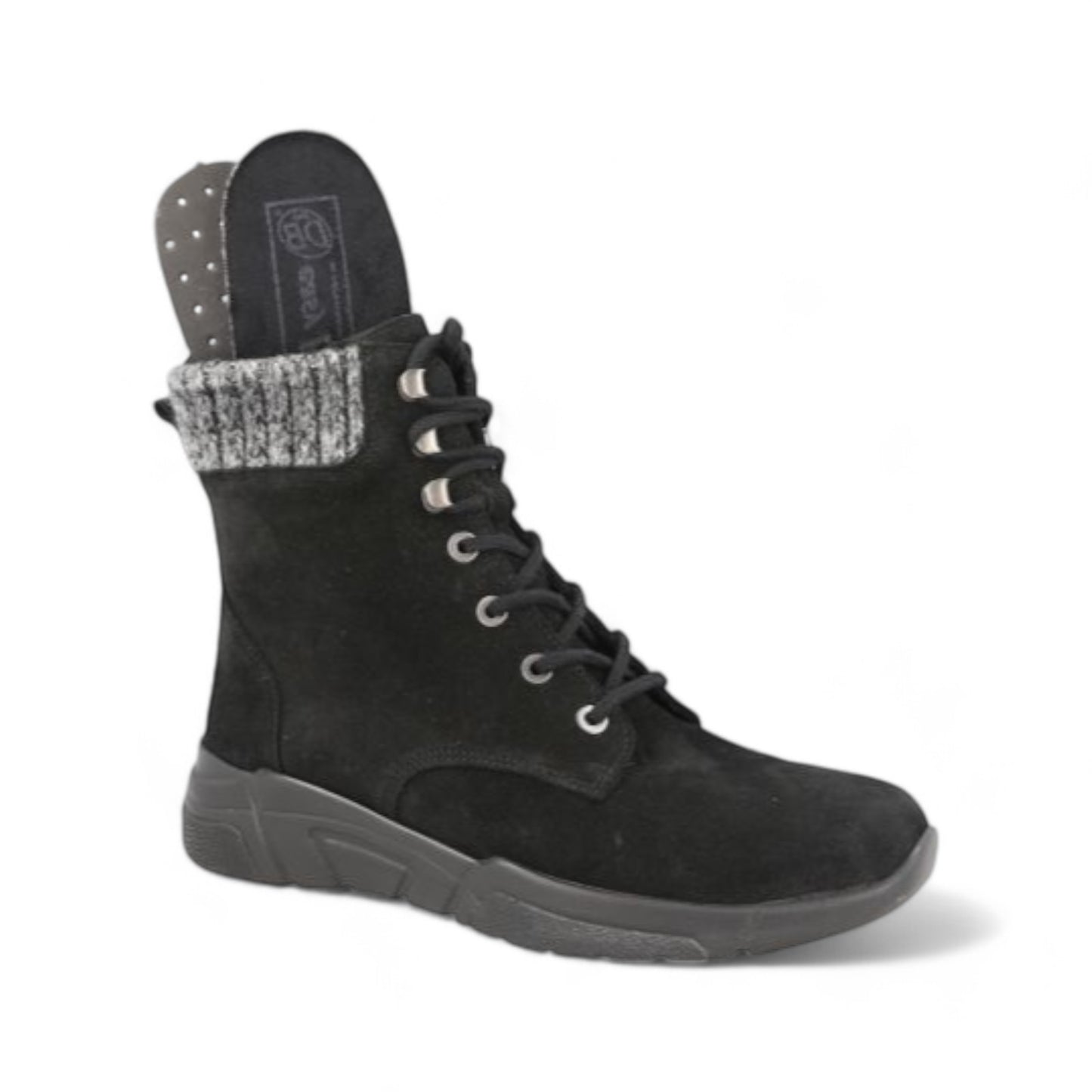 DB Wide Lace Up Boots - Acre Black Suede