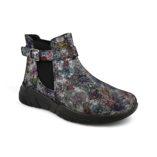 DB Wide Chelsea Boots - Lakewood Silver Blue Floral Suede