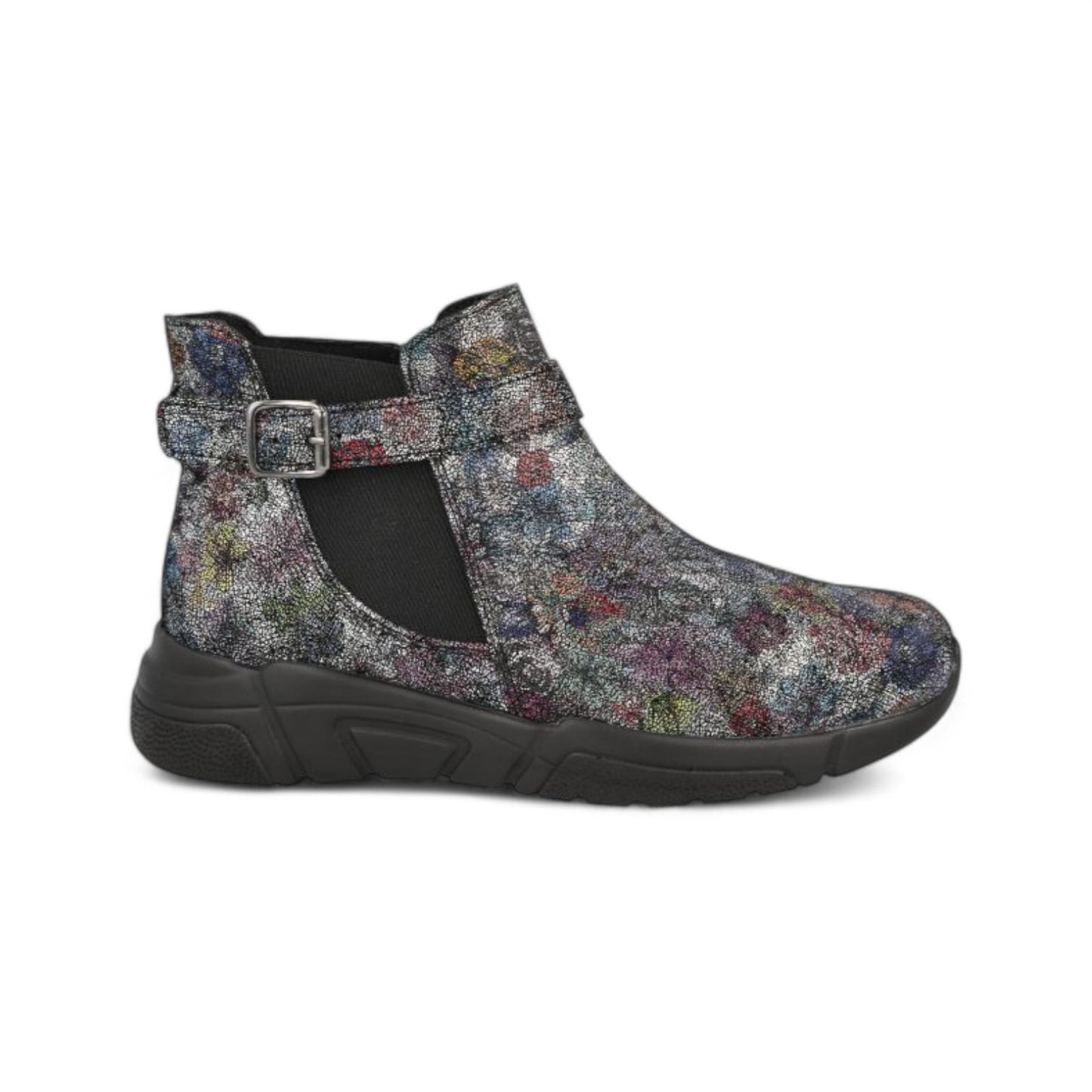 DB Wide Chelsea Boots - Lakewood Silver Blue Floral Suede
