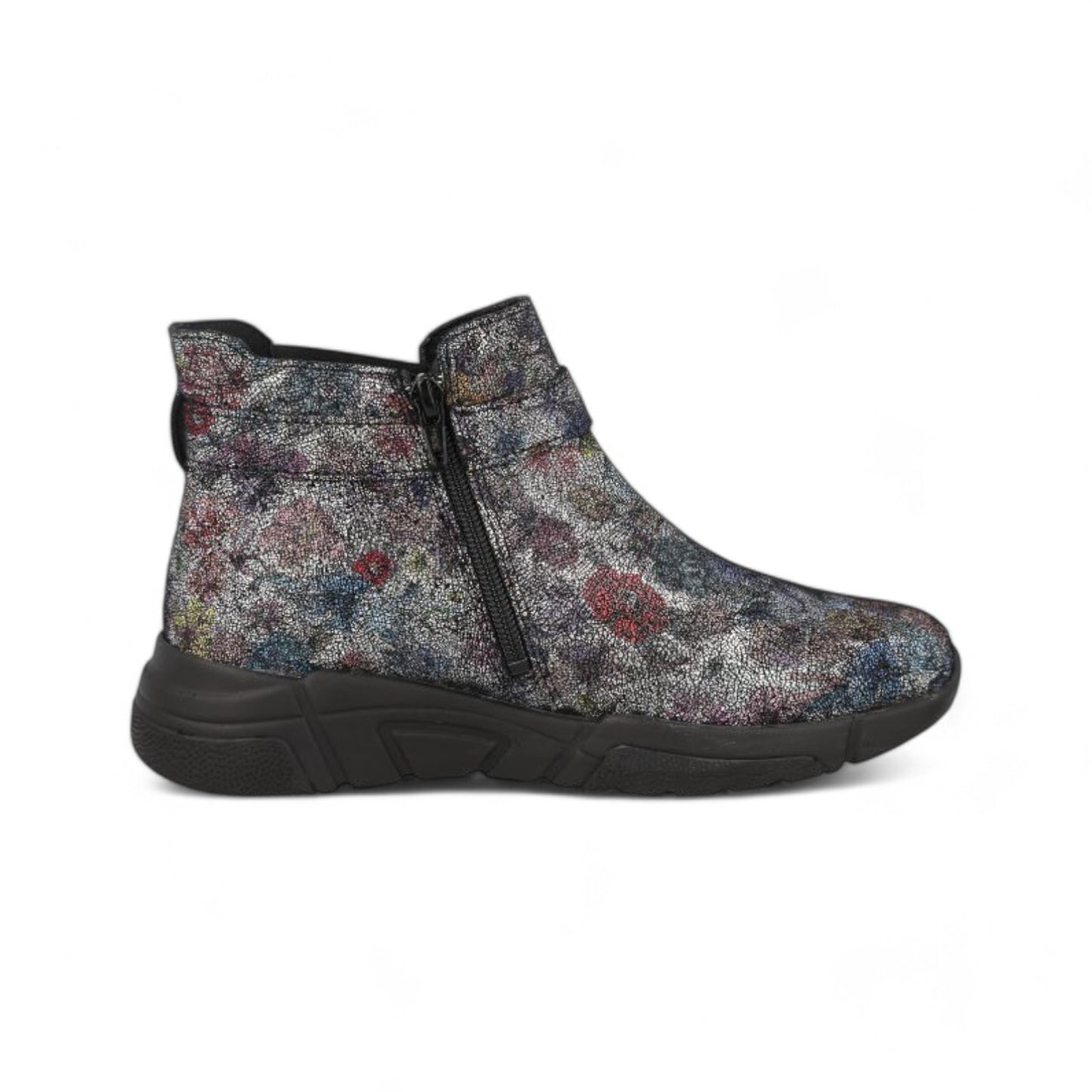 DB Wide Chelsea Boots - Lakewood Silver Blue Floral Suede